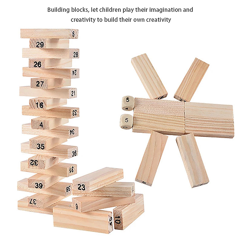 Solid Wood Stacking Tower Game – Interactive Family Puzzle Toy