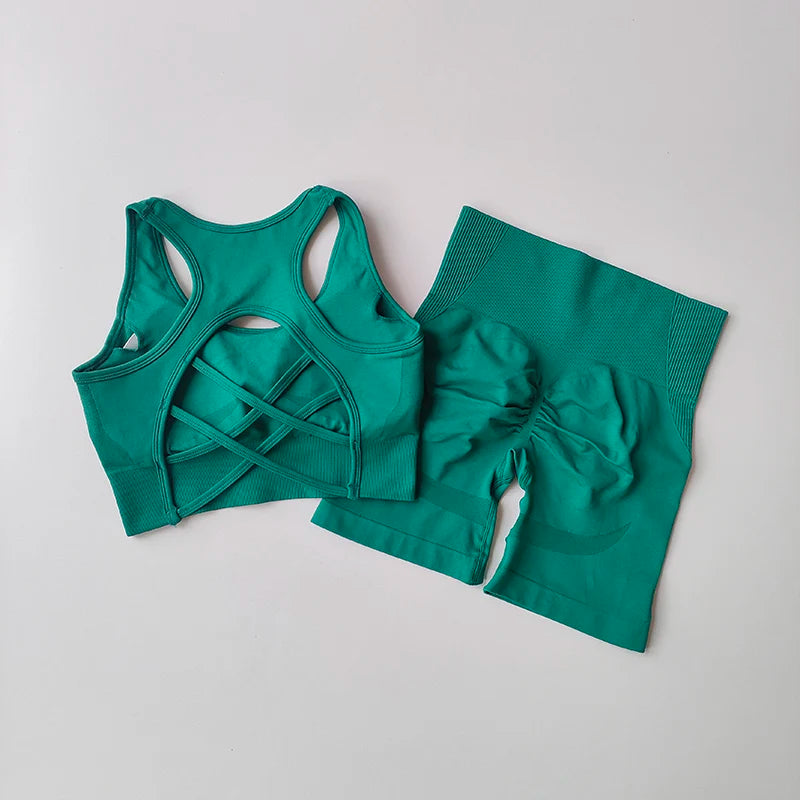 Women's Seamless Yoga Set – Sport Bra & High-Waist Shorts