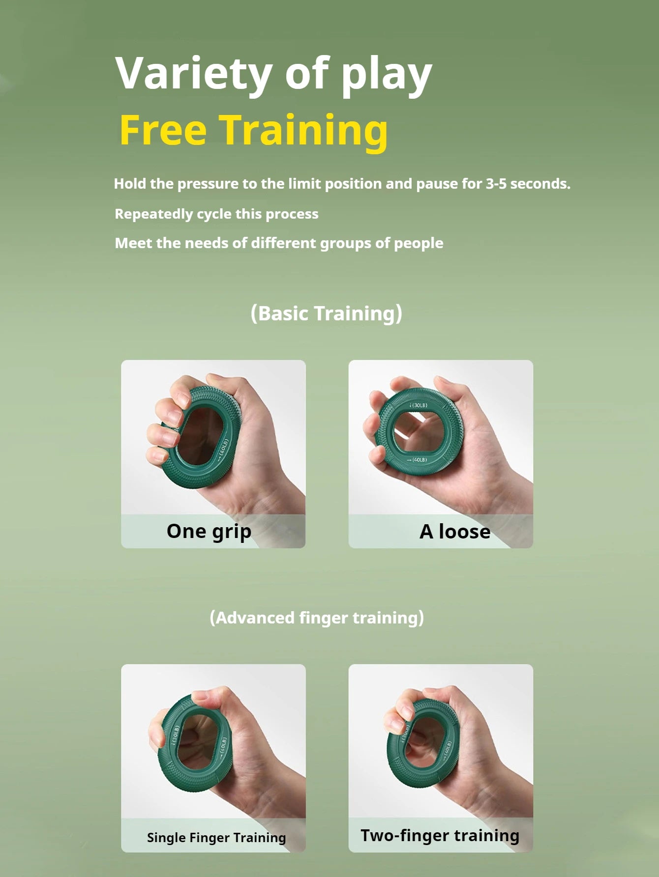 Silicone Adjustable Grip Strength Device - Hand Grips Forearm Trainer