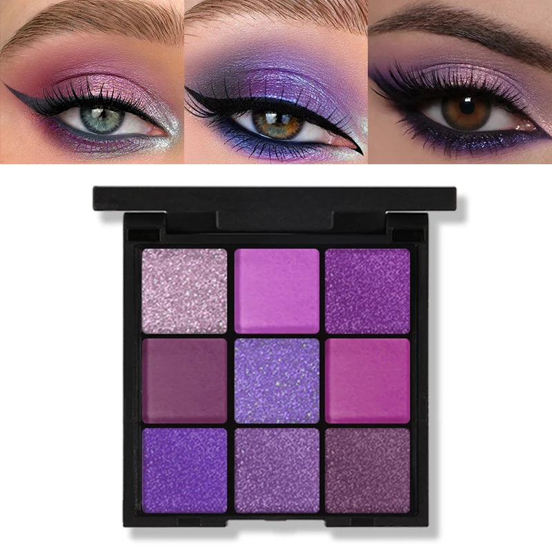 Luxurious Purple Eyeshadow Palette – 9 Matte & Shimmer Shades