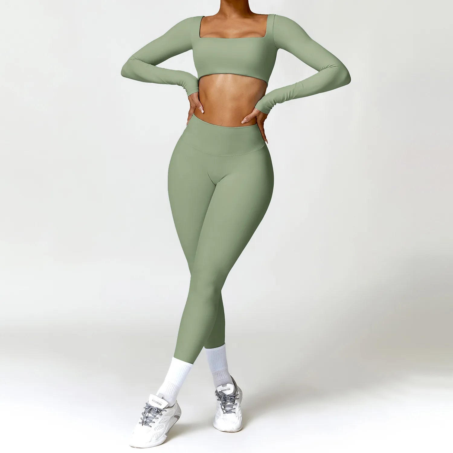 Women's 2PCS Quick-Dry Yoga Set – Long Sleeve Sports Shirt & Leggings