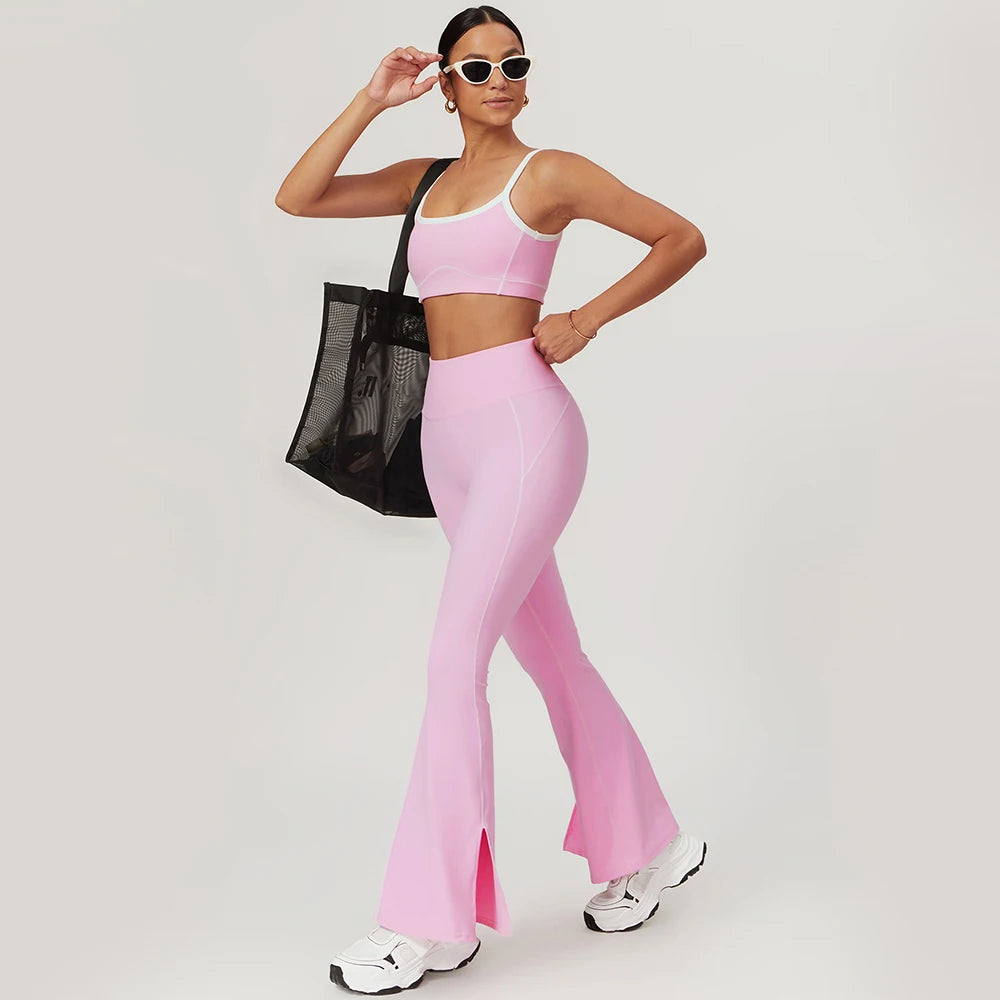 Women's Yoga Set – Sport Bra & High-Waist Flare Leggings/Shorts