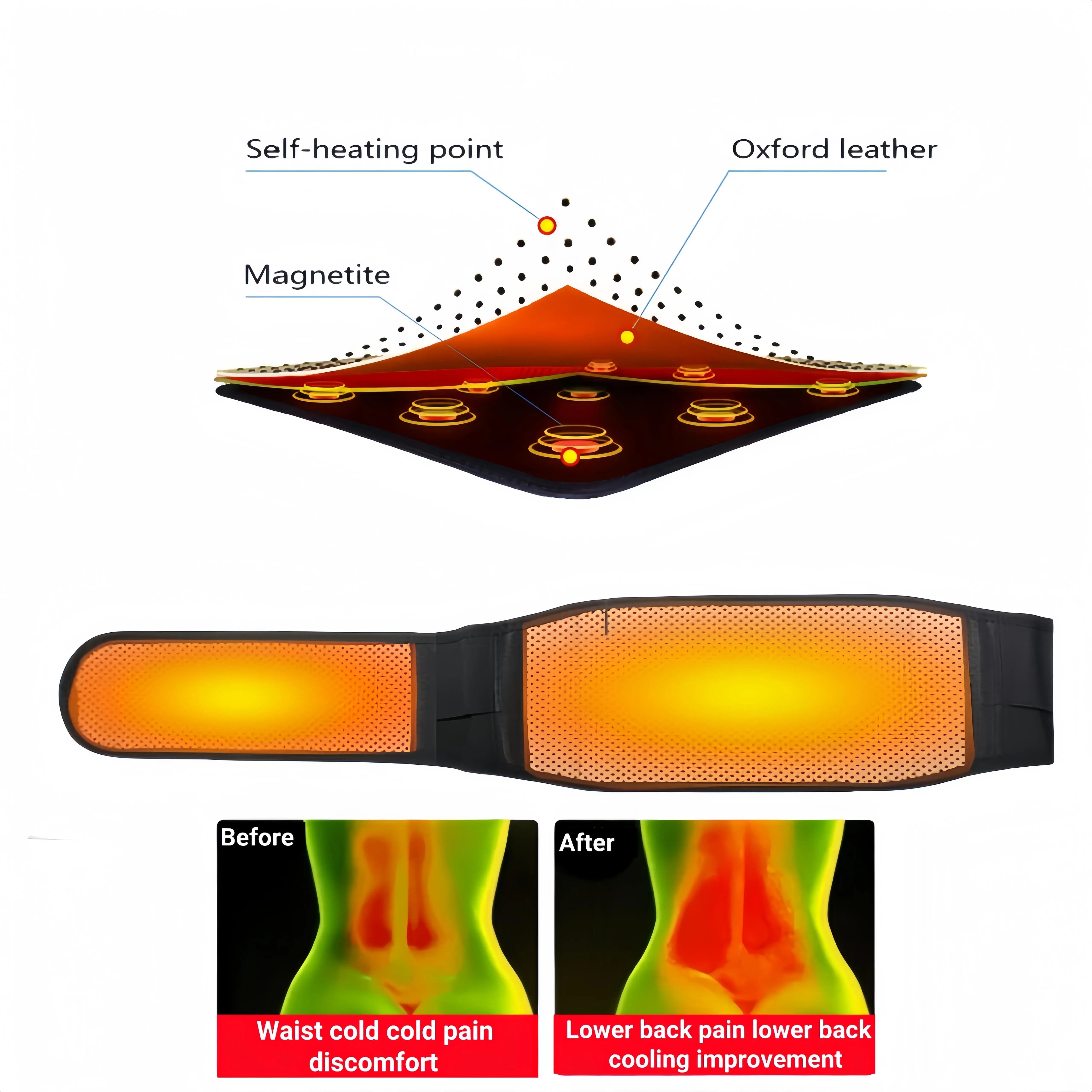 Adjustable Tourmaline Self-Heating Magnetic Therapy Lumbar Support Belt