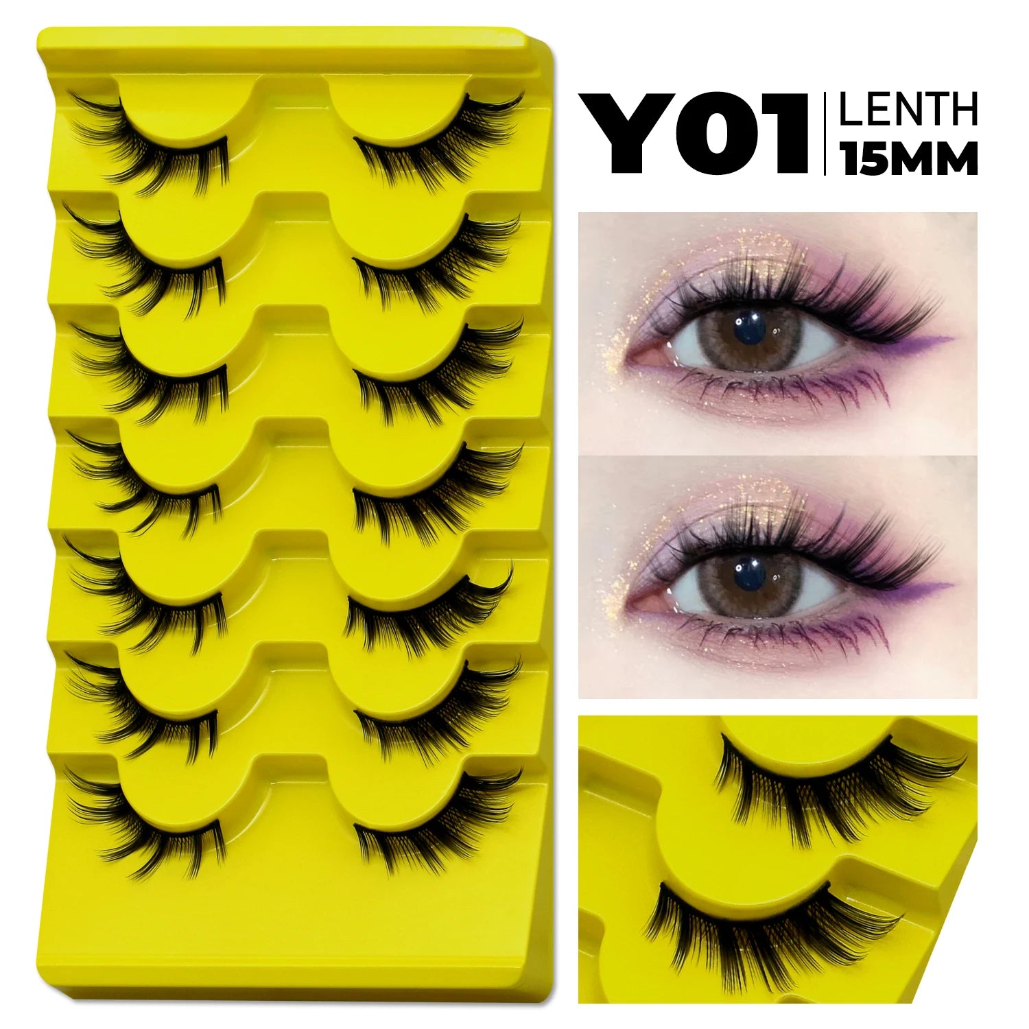 GROINNEYA Cat Eye 3D Faux Mink Lashes – Natural & Volumized