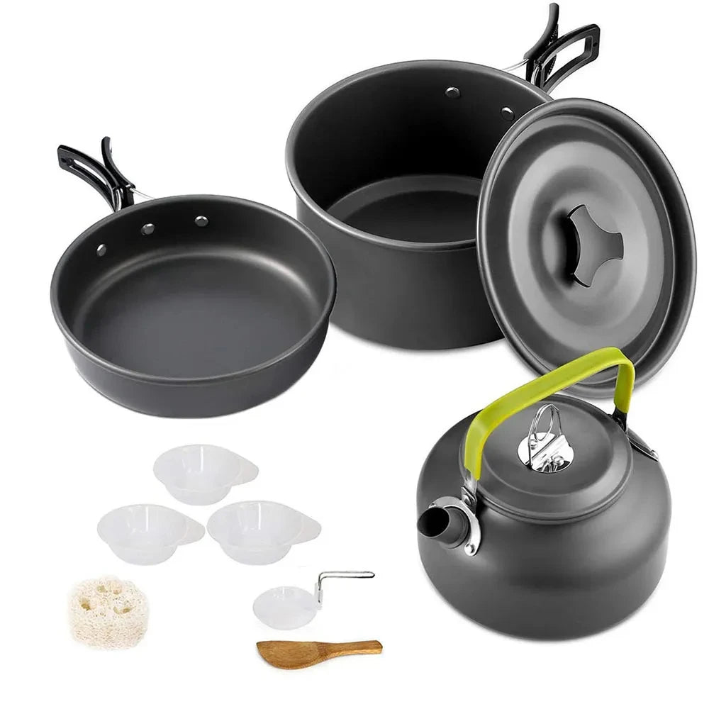 : Camping Cookware & Tableware Set – Non-Stick Outdoor Cooking Kit (2-3 People)