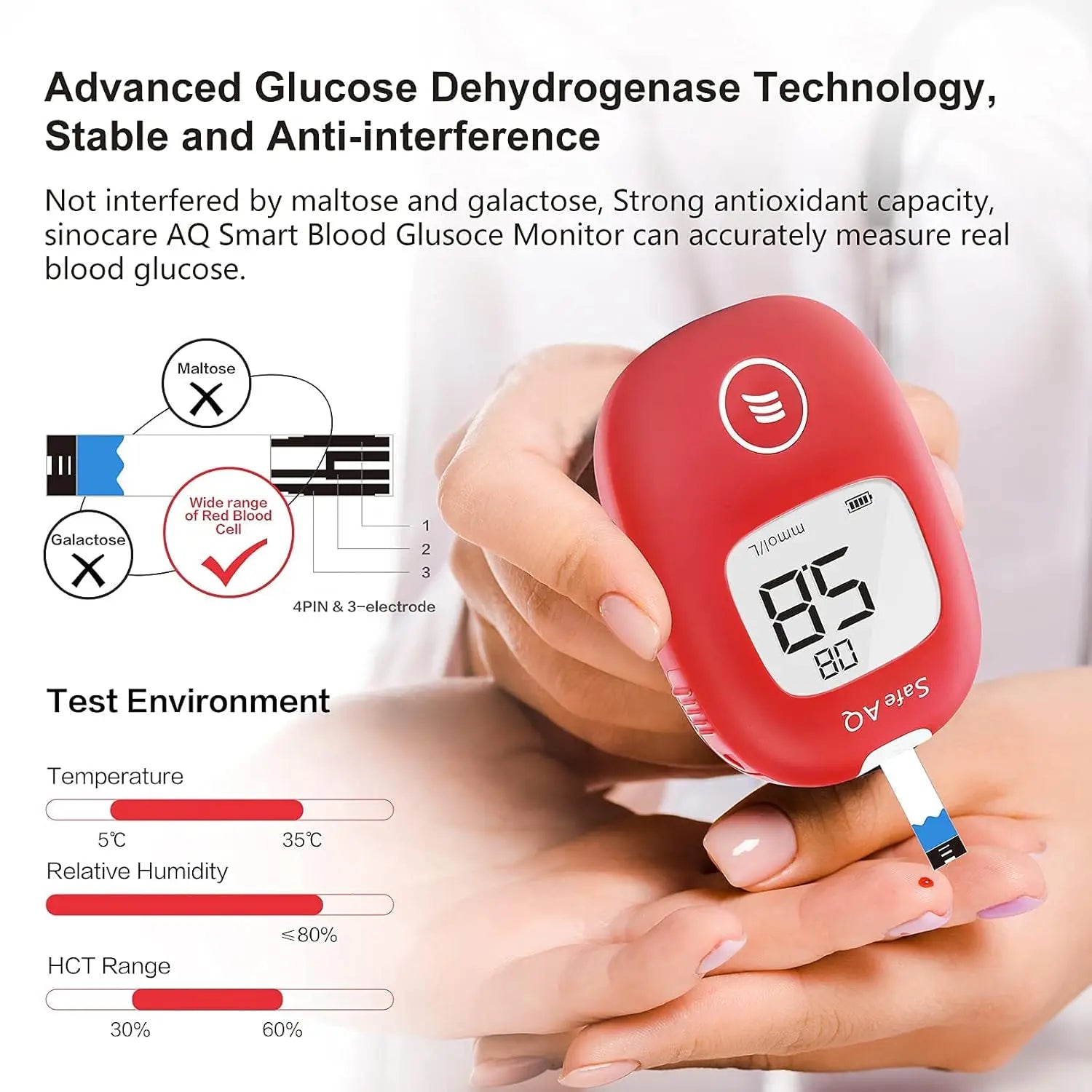 Safe AQ Blood Glucose Meter with Test Strips and Lancets: