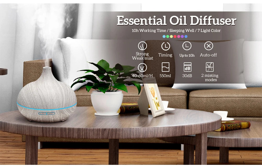 500ML Wood Grain Essential Oil Diffuser