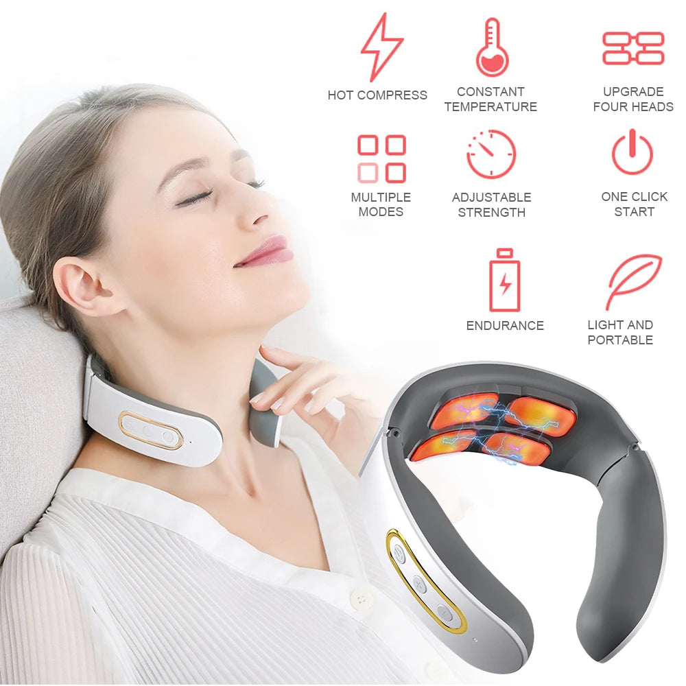 Electric Neck & Shoulder Pulse Massager with Heat – Pain Relief Therapy