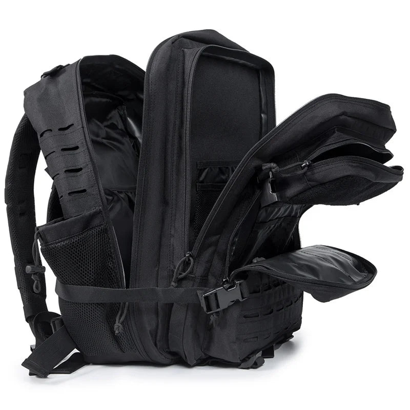QT&QY 50L Tactical Backpack – MOLLE Survival Rucksack with Bottle Holder