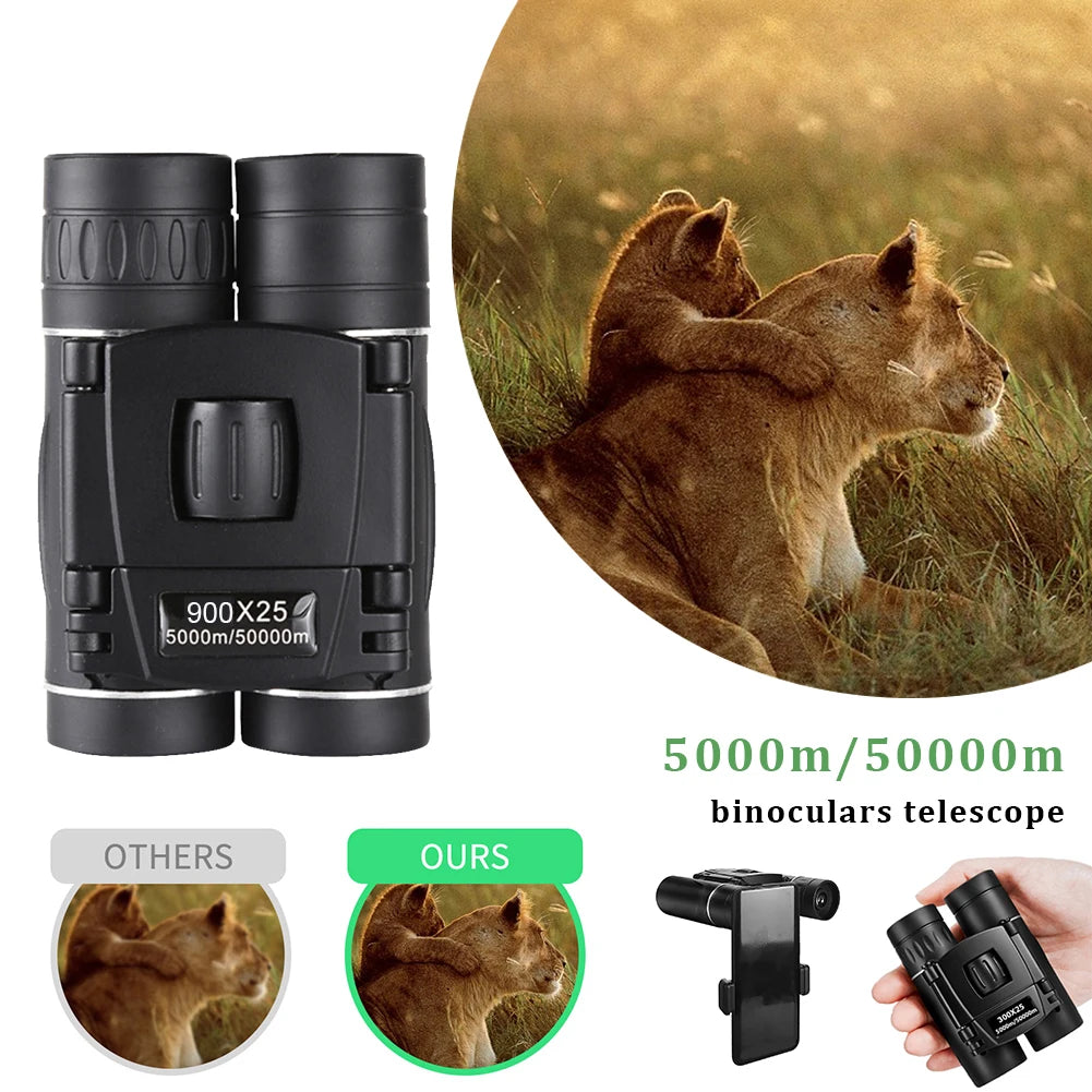 900x25 HD Zoom Binoculars – Portable Long Range BAK4 Telescope for Hunting & Camping