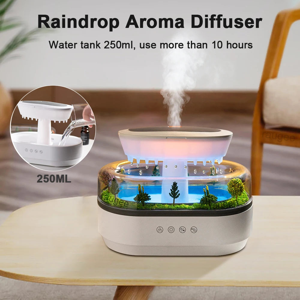 Raindrop Aroma Humidifier with Colorful Light & White Noise