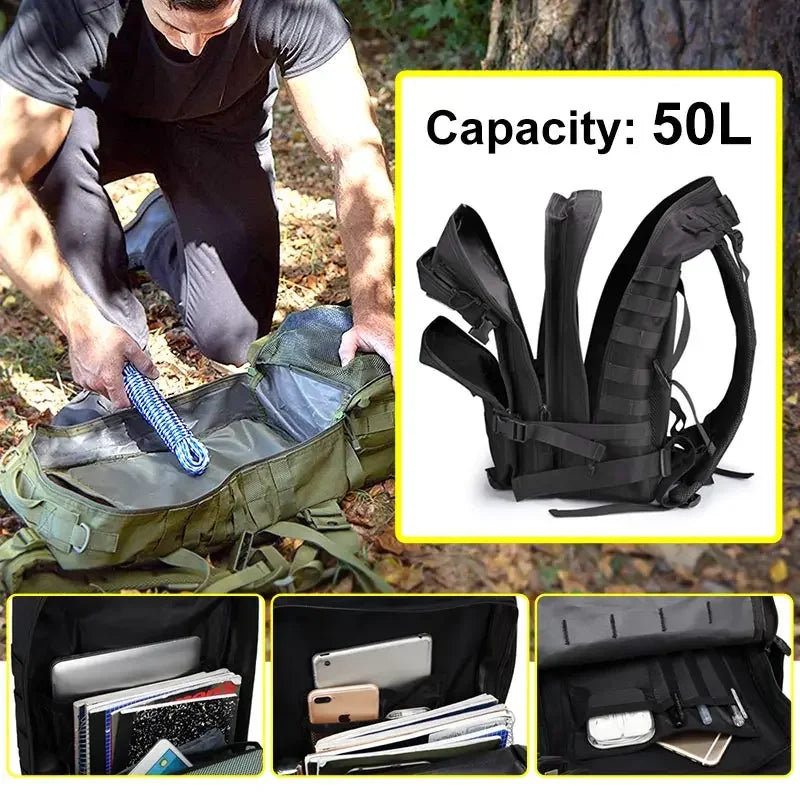25L/35L/50L Tactical Backpack – Waterproof Outdoor Rucksack for Men