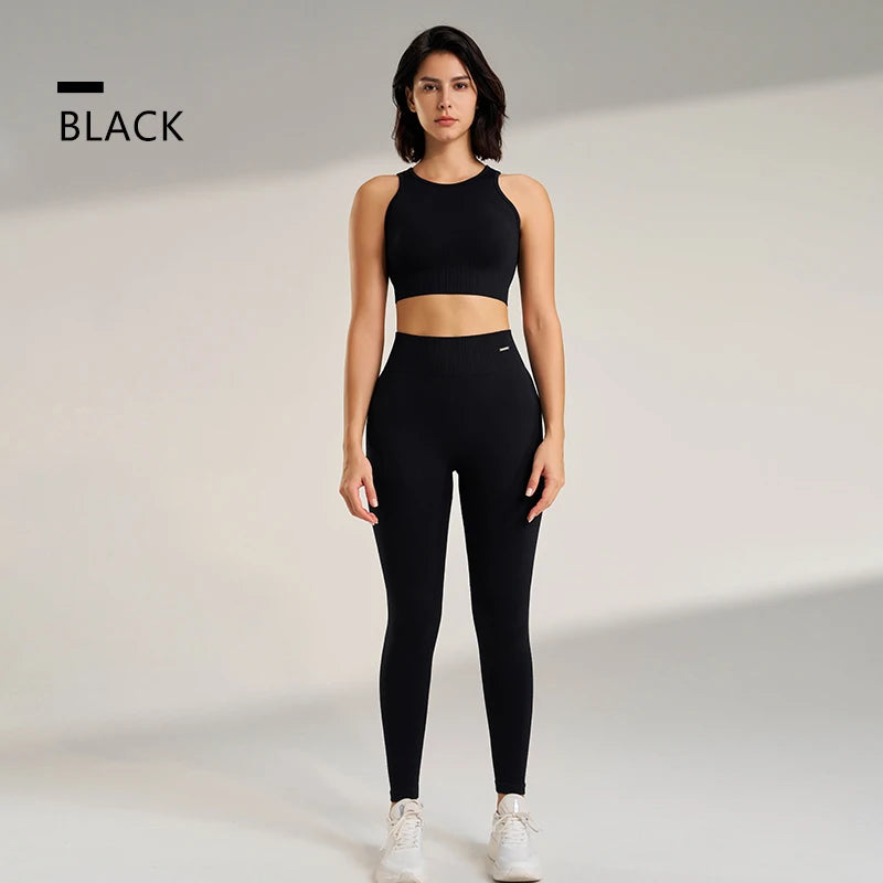 Women's Seamless Yoga Set – High-Waisted Leggings & Top