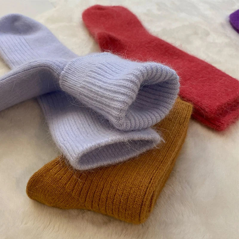 Wool Socks women's female Winter Warm Women Socks Super Thicker Solid Sheep Wool Against Cold Snow Thermal Socks Soft  1 Pairs