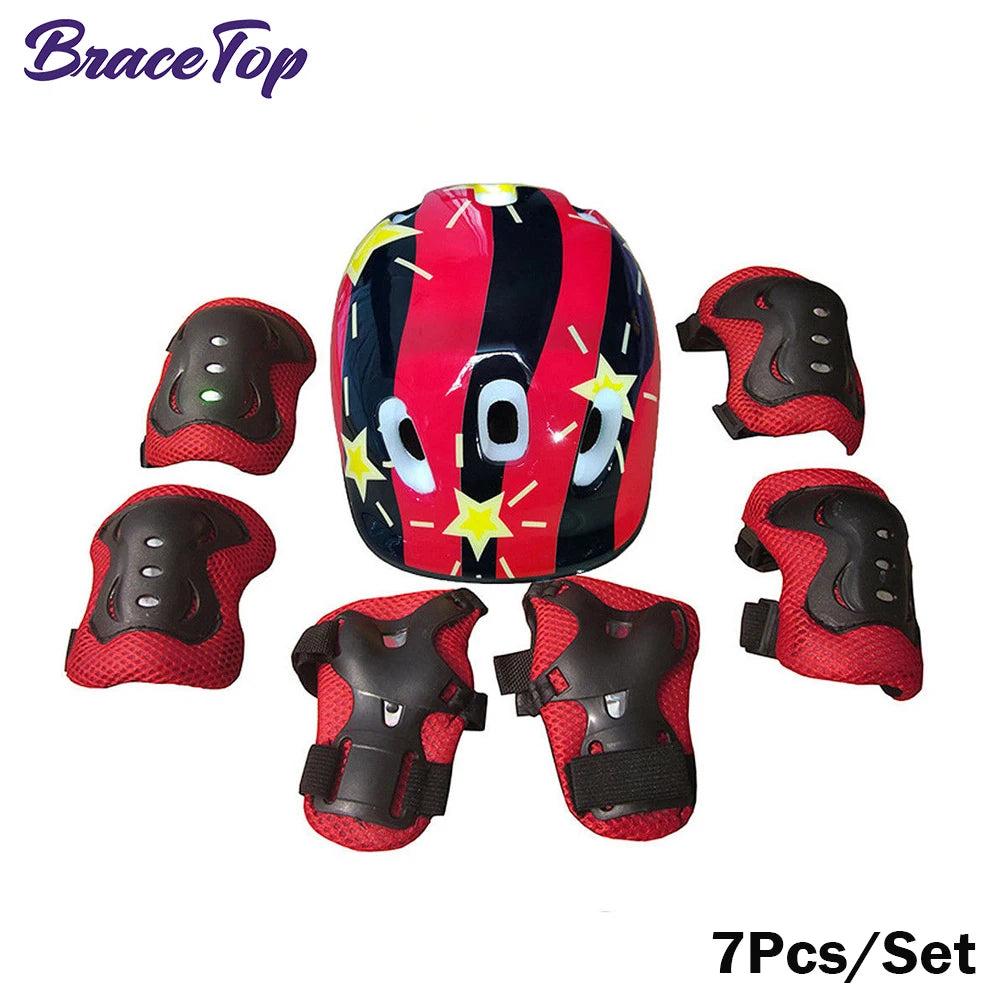 7PCS Kids Protective Gear Set – Knee & Elbow Pads with Wrist Guards