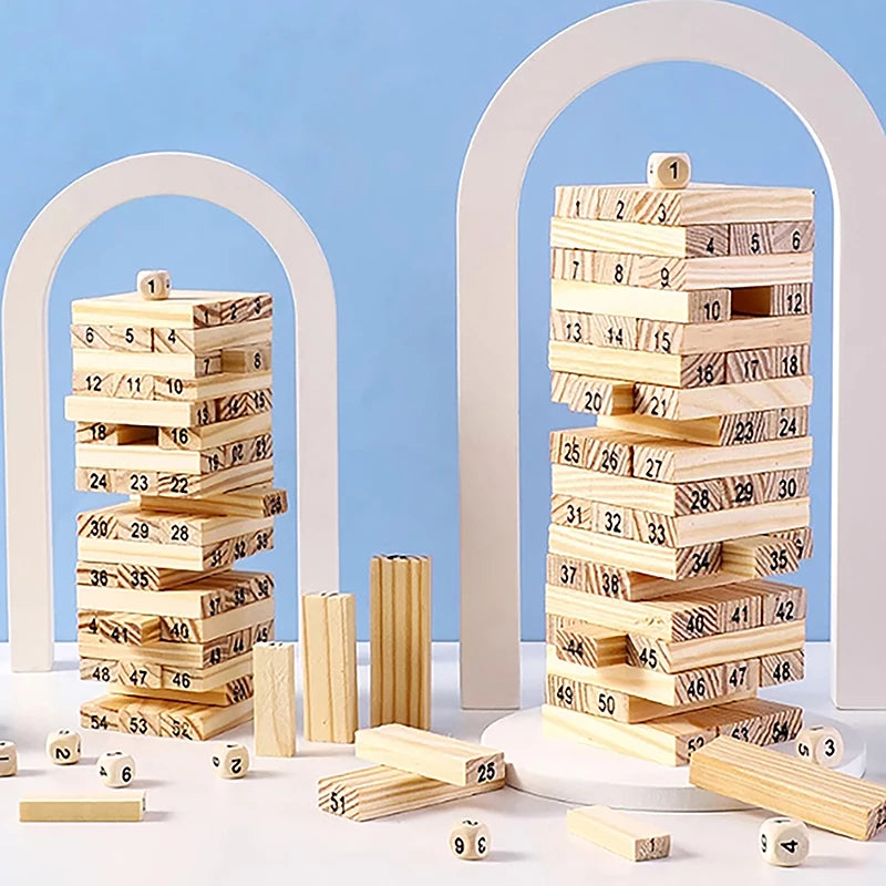 Solid Wood Stacking Tower Game – Interactive Family Puzzle Toy