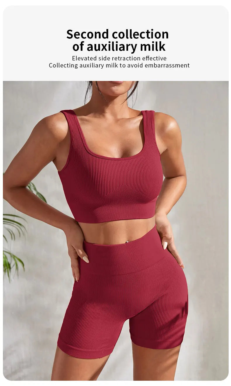 Seamless Ribbed Yoga Set – 2-Piece Workout Outfit for Women