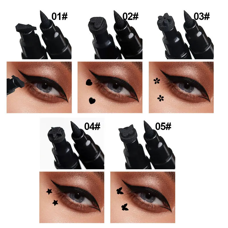 2-in-1 Butterfly & Star Stamp Eyeliner Pen – Waterproof & Long-Lasting