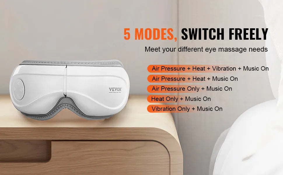 & Remote Eye Massager with Heat Eye Care Device 5 Modes Bluetooth Music