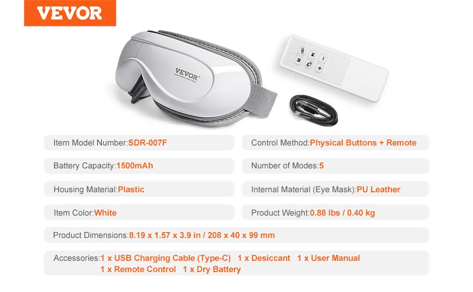 & Remote Eye Massager with Heat Eye Care Device 5 Modes Bluetooth Music